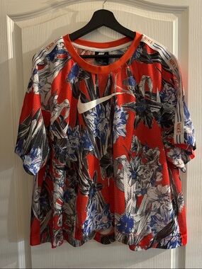 Womens Nike Red Mesh Floral Shirt